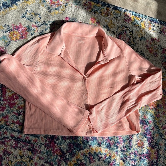 American Eagle size large peach, crop long sleeve - Picture 1 of 4